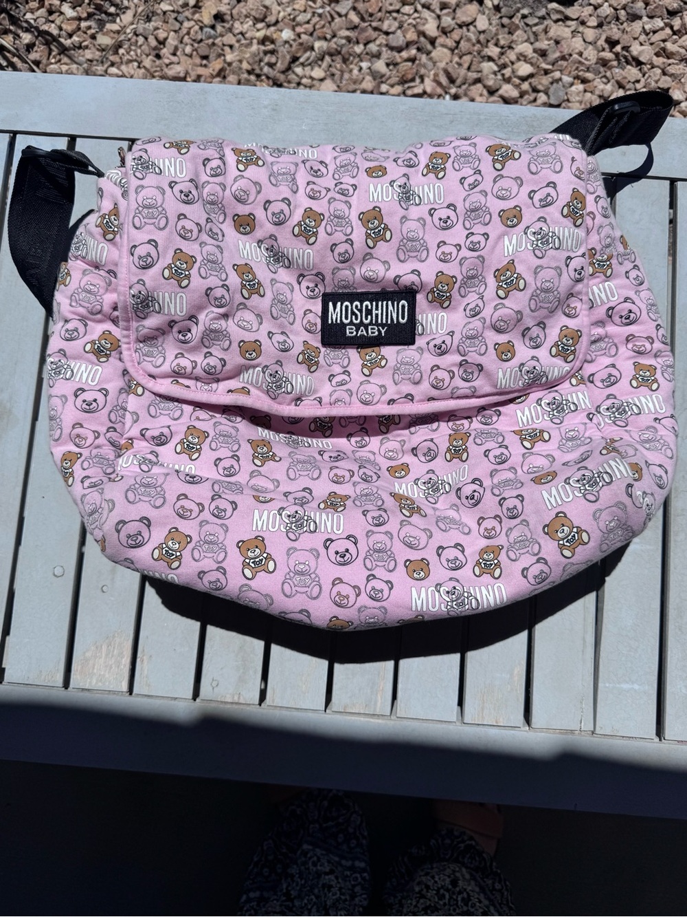 Moschino Baby Pink Teddy-Print diaper bag/ Crossbody Bag
